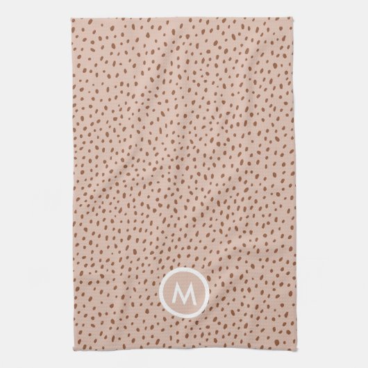 Trendy Beige Monogram mit Terracotta Boho Brown Geschirrtuch (Vertikal)