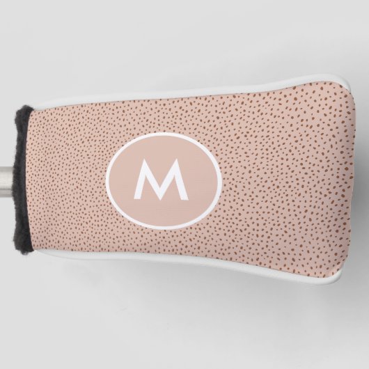 Trendy Beige Monogram mit Terracotta Boho Brown Golf Headcover (Vorderseite)