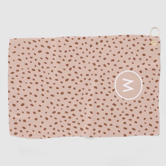 Trendy Beige Monogram mit Terracotta Boho Brown Golfhandtuch (Horizontal)
