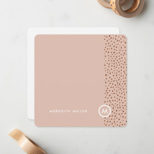 Trendy Beige Monogram mit Terracotta Boho Brown Mitteilungskarte