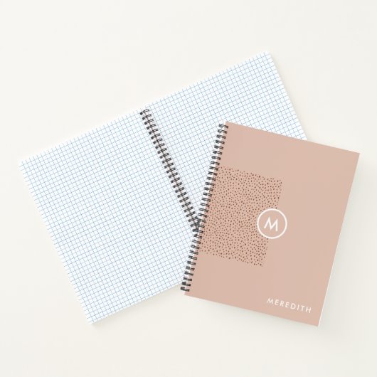 Trendy Beige Monogram mit Terracotta Boho Brown Notizblock (Innenseite)