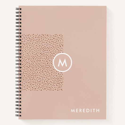 Trendy Beige Monogram mit Terracotta Boho Brown Notizblock (Vorderseite)