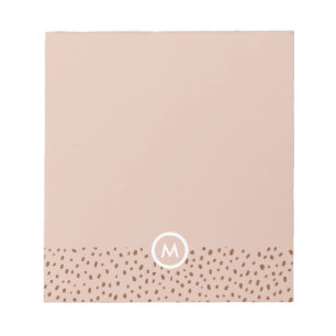Trendy Beige Monogram mit Terracotta Boho Brown Notizblock