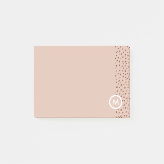 Trendy Beige Monogram mit Terracotta Boho Brown Post-it Klebezettel (Vorderseite)