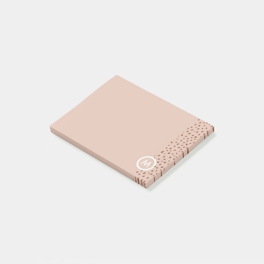 Trendy Beige Monogram mit Terracotta Boho Brown Post-it Klebezettel (angewinkelt)