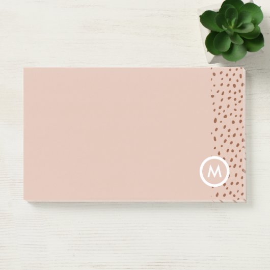 Trendy Beige Monogram mit Terracotta Boho Brown Post-it Klebezettel (Büro)