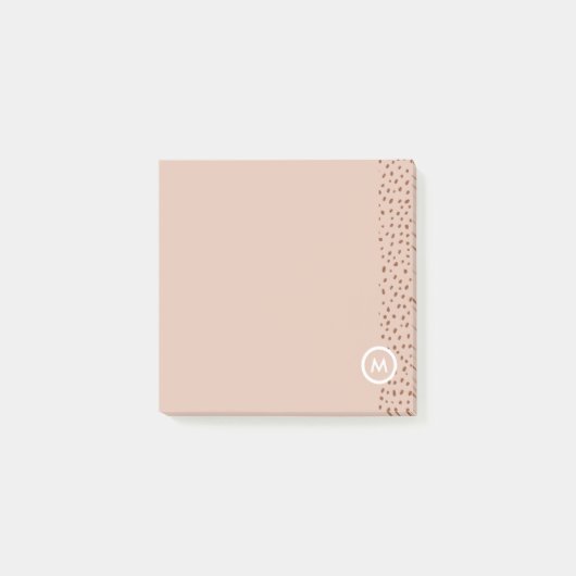 Trendy Beige Monogram mit Terracotta Boho Brown Post-it Klebezettel (Vorderseite)