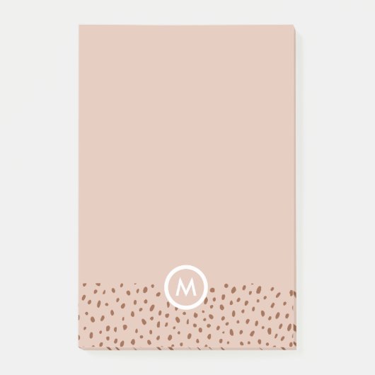 Trendy Beige Monogram mit Terracotta Boho Brown Post-it Klebezettel (Vorderseite)