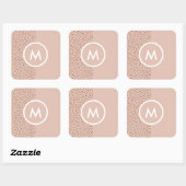 Trendy Beige Monogram mit Terracotta Boho Brown Quadratischer Aufkleber (Blatt)