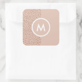 Trendy Beige Monogram mit Terracotta Boho Brown Quadratischer Aufkleber (Tasche)
