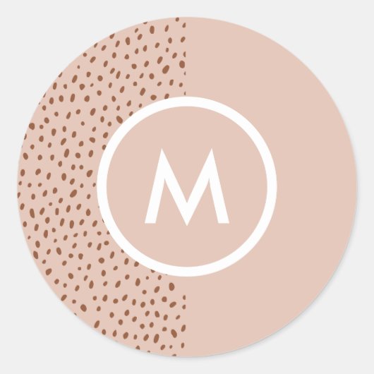 Trendy Beige Monogram mit Terracotta Boho Brown Runder Aufkleber (Vorderseite)