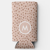 Trendy Beige Monogram mit Terracotta Boho Brown Selters Dosenkühler (Vorderseite)