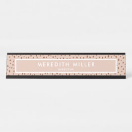 Trendy Beige Name mit Terracotta Boho Brown Schreibtischnamensplakette