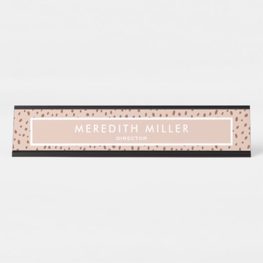 Trendy Beige Name mit Terracotta Boho Brown Schreibtischnamensplakette (Vorderseite )