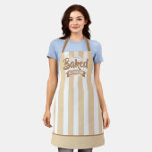 Trendy Beige Stripes Girly Bakery Chef Caterer Schürze (Getragen)
