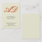 Trendy Beige Vertical Red Monogram Business Card Visitenkarte (Vorne/Hinten)