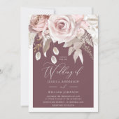 Trendy Berry Blush & Ivory Boho Arch Wedding Einladung (Vorderseite)