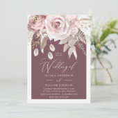 Trendy Berry Blush & Ivory Boho Arch Wedding Einladung (Stehend Vorderseite)