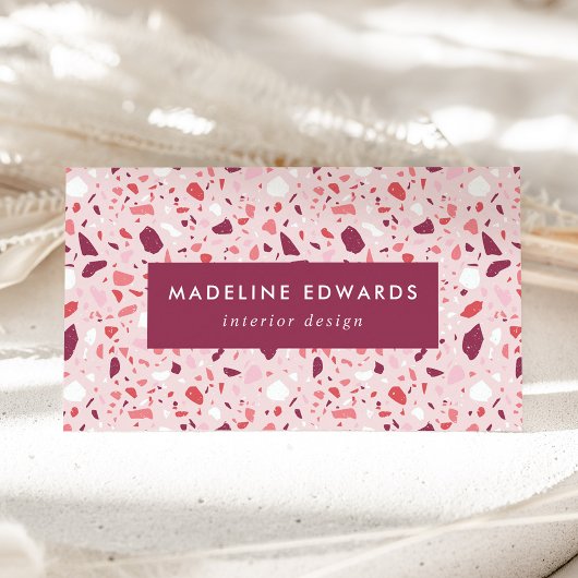 Trendy Berry Lila & Pink Terrazzo Visitenkarte