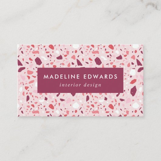 Trendy Berry Lila & Pink Terrazzo Visitenkarte (Vorderseite)