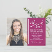 Trendy Berry Polka Graduation Party Ankündigung (Stehend Vorderseite)