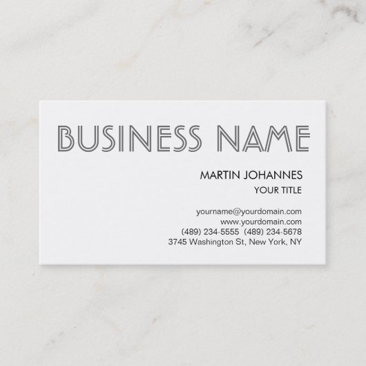 Trendy Beruflich Chic White Business Card Visitenkarte (Vorderseite)