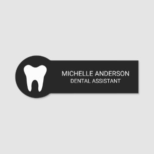 Trendy Beruflich Dental Assistant Schwarz-weiß Namensschild