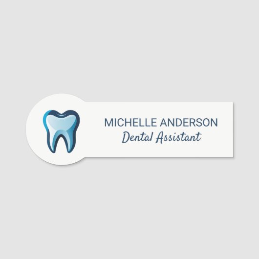 Trendy Beruflich Dental Assistant white Blue Namensschild (Vorderseite)