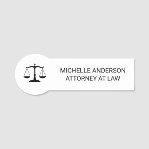 Trendy Beruflich Lawyer Attorney Schwarz-weiß Namensschild