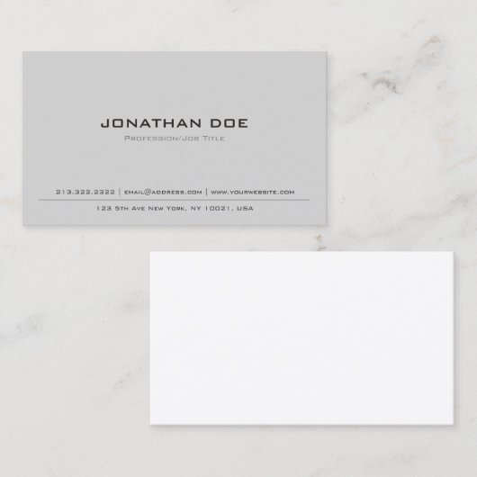 Trendy Beruflich Modern Elegant Gray Semi Gloss Visitenkarte (Vorne/Hinten)