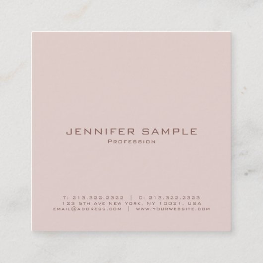 Trendy Beruflich Modern Premium Silk Luxus Quadratische Visitenkarte (Rückseite)