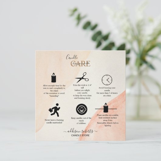 Trendy Beruflich Orange Terracotta Candle Care Dankeskarte (Stehend Vorderseite)