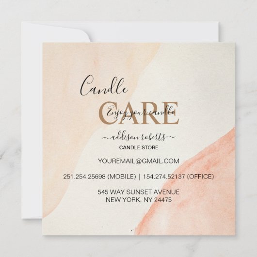 Trendy Beruflich Orange Terracotta Candle Care Dankeskarte (Rückseite)