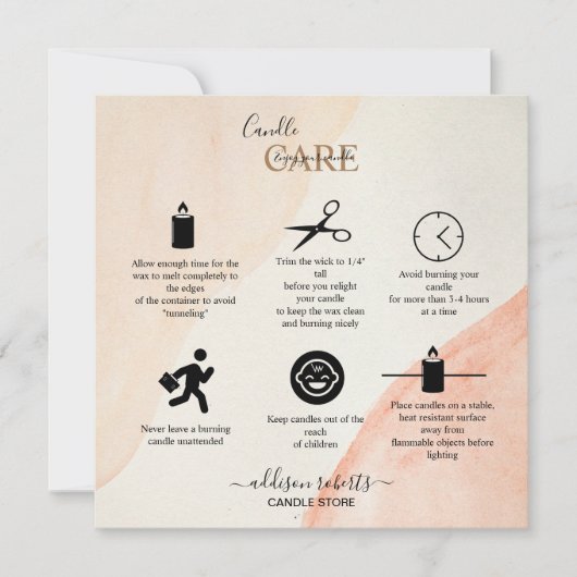 Trendy Beruflich Orange Terracotta Candle Care Dankeskarte (Vorderseite)
