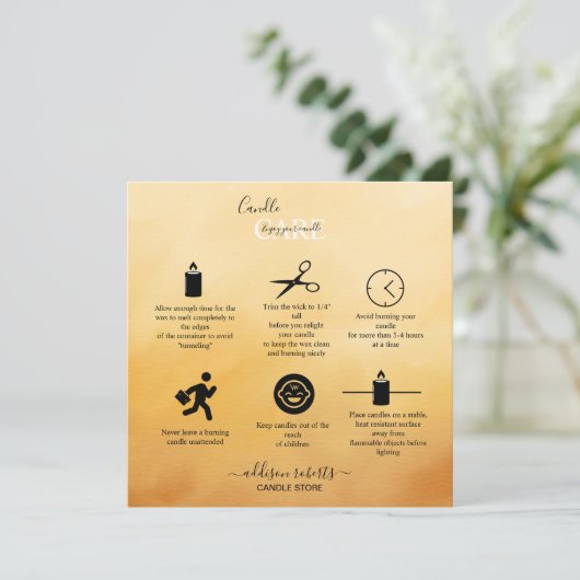 Trendy Beruflich Orange Terracotta Candle Care Dankeskarte (Stehend Vorderseite)