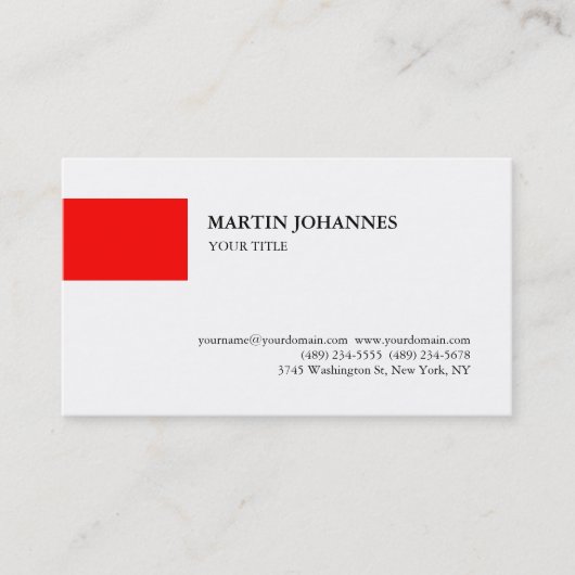 Trendy Beruflich Red White Business Card Visitenkarte (Vorderseite)