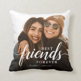 Trendy Best Friends Forever Elegantes Script-Foto Kissen