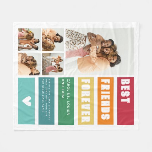 Trendy Best Friends Forever Foto Collage Fleecedecke (Vorderseite (Horizontal))