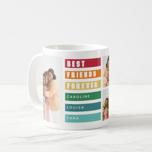 Trendy Best Friends Forever Foto Collage Kaffeetasse (Vorderseite Links)