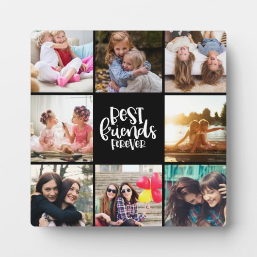 Trendy Best Friends Forever Foto Collage Plaque Fotoplatte (Vorderseite)