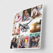 Trendy Best Friends Forever Foto Collage Quadratische Wanduhr (Winkel)
