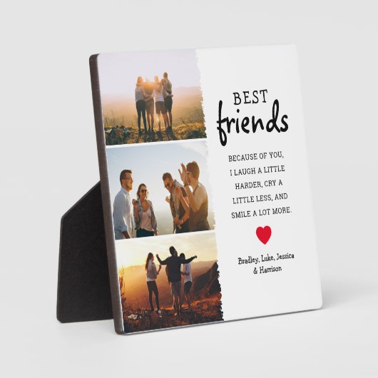 Trendy Best Friends Foto Collage & Quote Fotoplatte (Vorderseite)
