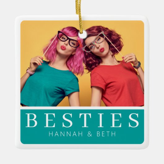 Trendy Best Friends Foto doppelseitig Keramikornament (Vorderseite)