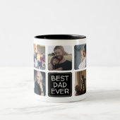 Trendy Best VATER je Script Einfach 9 Foto Collage Zweifarbige Tasse (Mittel)