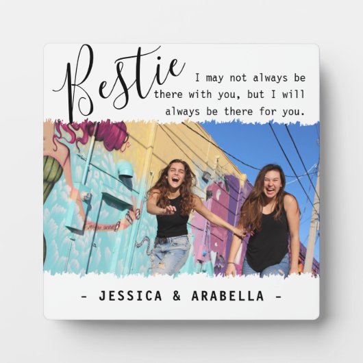 Trendy Bestie Quote Foto Personalisierte BESTE FRE Fotoplatte (Vorderseite)