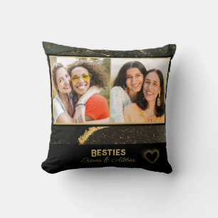 Trendy Besties Best Friend Black and Gold Foto Kissen