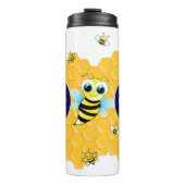 Trendy Big Blue Eyes Bee & Hives Thermal Tumbler Thermosbecher (Vorderseite)