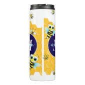Trendy Big Blue Eyes Bee & Hives Thermal Tumbler Thermosbecher (Rückseite)