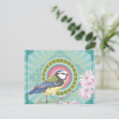 Trendy Bird...postcard Postkarte (Stehend Vorderseite)