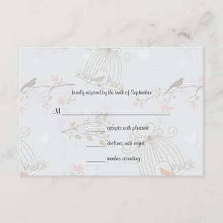 Trendy Birdcages and FlowersWedding Response Card RSVP Karte